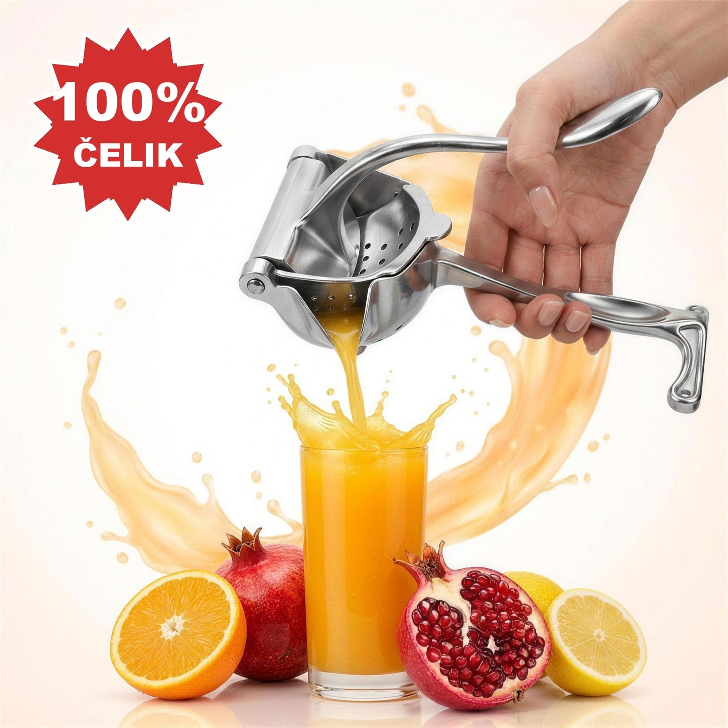 Čelična cediljka i presa - 100% čelik, svež sok od nara, limuna i pomorandže